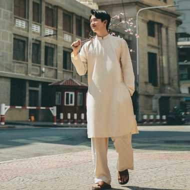 Áo dài nam cách tân vải Linen BIGSIZE 100kg - Không kèm quần, giảm còn 300.000₫