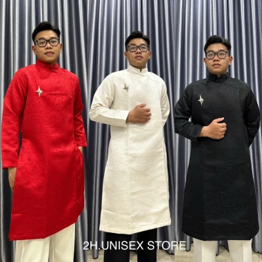 Áo Dài Nam Cách Tân Vải Tafta Vân Gỗ 2H – Giá chỉ 250k tại Unisex Store