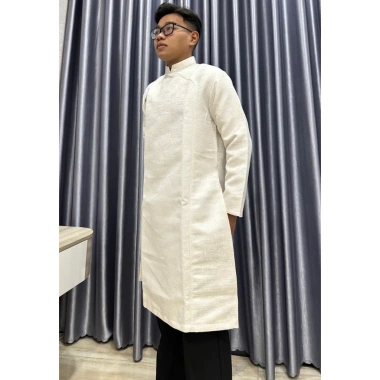 Áo Dài Nam Cách Tân Vải Tafta Vân Gỗ 2H – Giá chỉ 250k tại Unisex Store