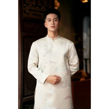 Áo dài nam cách tân vân nổi Ngữ Yên - Dáng xuông, tafta thanh lịch, 499k AD031 3 Áo dài nam cách tân vân nổi Ngữ Yên - Dáng xuông, tafta thanh lịch, 499k AD031 3