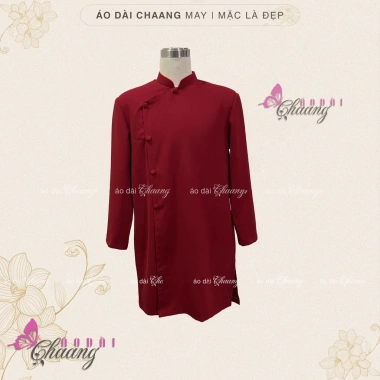 Áo Dài nam cách tân vàng đồng Chaang hở cúc dáng truyền thống giảm 20% ADC146