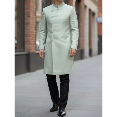 Áo Dài Nam Cách Tân VIGO Xanh Mint Gấm Sồi Tafta Dáng Lịch Lãm Giá 349.000 3