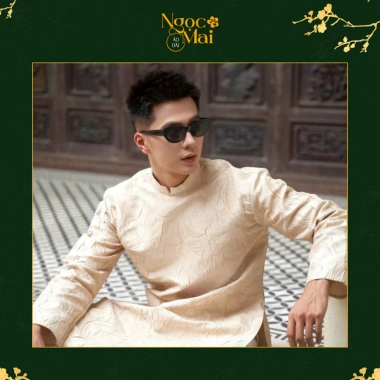 Áo dài nam dự tiệc Tết Khải Hưng vải gấm nổi cao cấp, form đứng lịch lãm - Ngọc Mai 5 Áo dài nam dự tiệc Tết Khải Hưng vải gấm nổi cao cấp, form đứng lịch lãm - Ngọc Mai 5