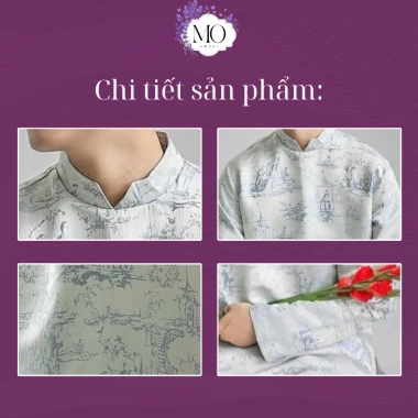 Áo Dài Nam Khải Thiên Gấm Cao Cấp Cổ Trụ Đứng Lịch Lãm Sang Trọng Dự Tiệc 452k 3