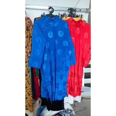 Áo dài nam lụa Thái Tuấn kèm mấn, khăn đóng, màu xanh đỏ vàng lễ hội - 99.000đ