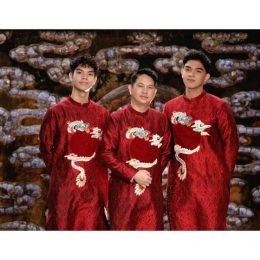 Áo dài nam tapta gấm cao cấp, vải đẹp họa tiết thêu, phom đứng - Giá 375.200 VND