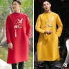Áo dài nam tết đỏ thêu hoa cao cấp, chất liệu tapta, giá rẻ 590k