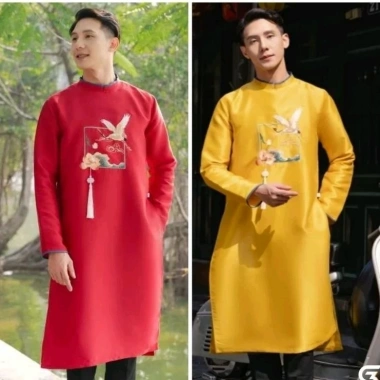 Áo dài nam tết đỏ thêu hoa cao cấp Giá chỉ 590.000đ, chất tapta sang trọng
