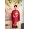 Áo dài nam thêu thiết kế cao cấp 4 mùa, may kỹ, vải mềm thoáng mát, phù hợp lễ hội, giá sỉ 580.000 VND 8