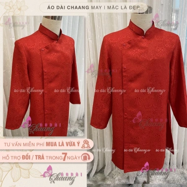 Áo dài nam vàng truyền thống Chaang May vải gấm cao cấp dự tiệc cưới lễ tết ADC130