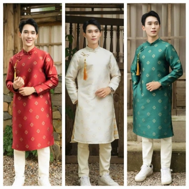 Áo dài nam Vĩnh Khoa chất gấm 2 lớp thanh lịch, sang trọng - Giá chỉ 475.000₫