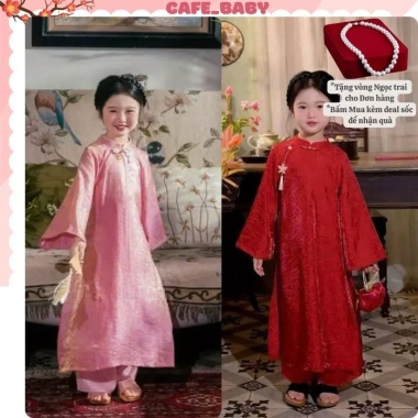 Áo Dài Ngọc Linh Tết 2.026 Bé Gái - Cao Cấp Tơ Lụa Ánh Kim, Giá Ưu Đãi 140k