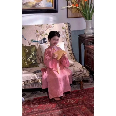 Áo Dài Ngọc Linh Tết 2.026 Bé Gái - Cao Cấp Tơ Lụa Ánh Kim, Giá Ưu Đãi 140k