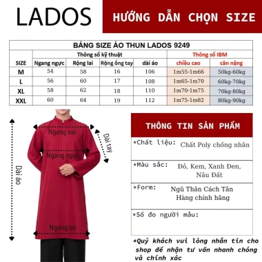 Áo Dài Ngũ Thân Tân Nam LADOS-9.249 Chất Lụa Hàn Cao Cấp Form Suông Chống Nhăn Giá 272k
