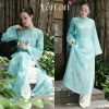 Áo Dài NGUYỆT LINH Tết Tay Dài Dáng Dài 4 Tà - Tơ Thêu Hoạ Tiết Bánh In 7
