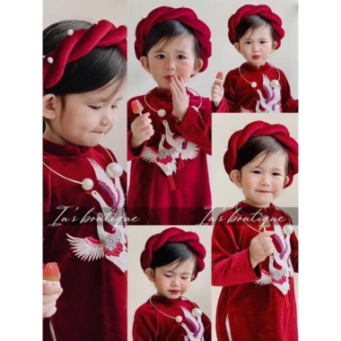 Áo dài nhung bé gái siêu xinh đồ Tết, giảm giá, chỉ 149.000₫ Áo dài nhung bé gái siêu xinh đồ Tết, giảm giá, chỉ 149.000₫