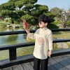 Áo dài nhung bé trai thêu rồng Tết, set quần suông lụa Beemo - Giá giảm còn 245.000đ, mềm mại sang trọng 5