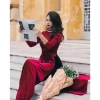 Áo Dài Nhung Đỏ Cao Cấp – Thiết Kế Truyền Thống Sang Trọng, Giá Ưu Đãi 390k, Dự Tiệc Lễ Tết 3