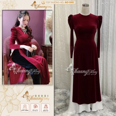 Áo dài nhung tay phồng Chanag ADC525 - Sang trọng, vải co giãn, may sẵn 368.436₫