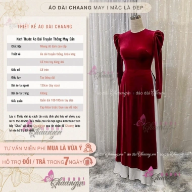 Áo dài nhung tay phồng Chanag ADC525 - Sang trọng, vải co giãn, may sẵn 368.436₫ 5 Áo dài nhung tay phồng Chanag ADC525 - Sang trọng, vải co giãn, may sẵn 368.436₫ 5