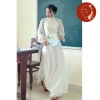 Áo dài nữ cách tân 4 tà ôm đính cúc bọc xanh, nhẹ nhàng trẻ trung - Giá ưu đãi 420.000 VND 3