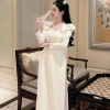 Áo dài nữ cách tân Linn cổ vuông tay bồng, phối nơ sang trọng - Giá chỉ 360.000đ 7