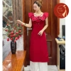 Áo dài nữ tay cánh tiên tafta thêu nổi, cổ vuông phối nơ, điệu đà – 79.000₫ 6