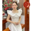 Áo dài nữ tay cánh tiên tafta thêu nổi, cổ vuông phối nơ, điệu đà – 79.000₫ 7