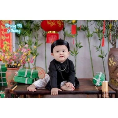 Áo dài ông đồ trẻ em mềm mại, thiết kế truyền thống, giảm giá 65.000 VND 4