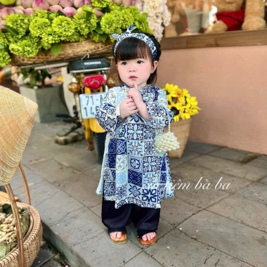 Áo dài Sài Gòn Cô Ba cho bé gái thiết kế lễ Tết, Trung Thu chỉ 155k giảm giá