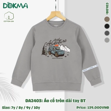 Áo Dài Tay Cotton Bé 21-42kg In Hình Thời Trang - Mã DA3.273/DA2.403/DA3.094/DA3.294 Giá 139k 5