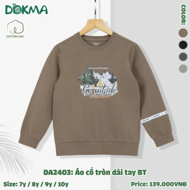 Áo Dài Tay Cotton Bé 21-42kg In Hình Thời Trang - Mã DA3.273/DA2.403/DA3.094/DA3.294 Giá 139k 10