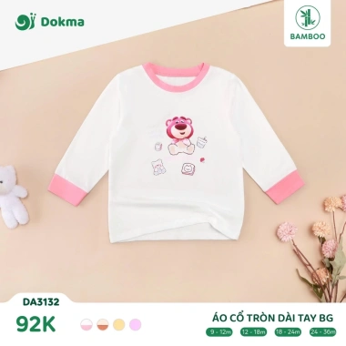 Áo Dài Tay Cotton Bé Gái 9-13kg Nhún Bèo, Hoạ Tiết Dễ Thương - Dokma DA3.132 DA1.717