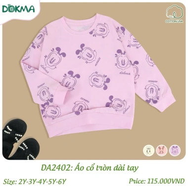 Áo Dài Tay Cotton Dokma Bé Gái 11-22kg In Hình Đáng Yêu - Giá Giảm 115k