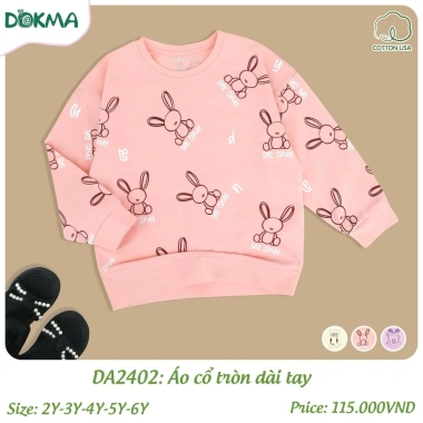 Áo Dài Tay Cotton Dokma Bé Gái 11-22kg In Hình Đáng Yêu - Giá Giảm 115k 6 Áo Dài Tay Cotton Dokma Bé Gái 11-22kg In Hình Đáng Yêu - Giá Giảm 115k 6