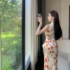 Áo Dài Tay Không Nhung In Hoa Hồng Khai Cao Gót Ôm Sát Phong Cách Gợi Cảm Suzanne 7