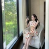 Áo Dài Tay Không Nhung In Hoa Hồng Khai Cao Gót Ôm Sát Phong Cách Gợi Cảm Suzanne 9