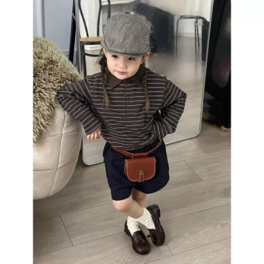 Áo dài tay mùa xuân thu bé gái – Áo thun cổ polo thời trang giản dị Hàn Quốc 8