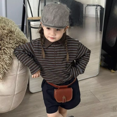 Áo dài tay mùa xuân thu bé gái – Áo thun cổ polo thời trang giản dị Hàn Quốc 10