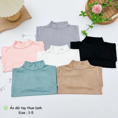 Áo dài tay thun lạnh cao cổ cho bé trai bé gái thu đông giữ nhiệt mềm mịn co dãn giá 29.900đ đồ trẻ em 2