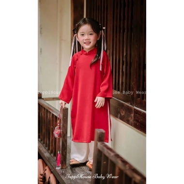 Áo dài Tết 2.025 bé gái lụa ngọc tr loại 1 – BST TEPPI HOUSE, tặng khăn bờm, giá 199.000₫ 9