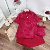 Áo dài Tết 2.026 bé gái set 3 chiếc đỏ chất gấm đính hoa ngọc, quần lụa và túi Junykids chỉ 199.000 VND 3