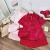 Áo dài Tết 2.026 bé gái set 3 chiếc đỏ chất gấm đính hoa ngọc, quần lụa và túi Junykids chỉ 199.000 VND 4