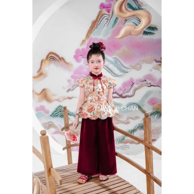Aó dài Tết 2.026 bé gái - Thiết kế Tường Lân TAD02, chất liệu, giá 560.000đ