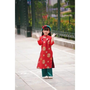 Áo dài tết An Khang đỏ cho anh em và trẻ em, chất Tafta mềm mịn, đủ size, giảm còn 205.000₫ 7