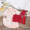Áo dài Tết bé gái 10-30kg Set gấm hoa vân nổi và quần lụa xuông, tặng túi gấm Bami Kids 8