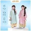 Áo Dài Tết Bé Gái A&V KIDS Gấm Tơ Hoa Chìm Cổ Tròn Dáng Rộng Sang Chảnh 300k