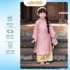 Áo Dài Tết Bé Gái A&V KIDS Gấm Tơ Hoa Chìm Cổ Tròn Dáng Rộng Sang Chảnh 300k 5