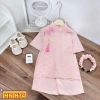 Áo dài Tết bé gái chất gấm lụa mềm mịn thoáng mát kèm cài - Giảm giá 209.700₫ 6