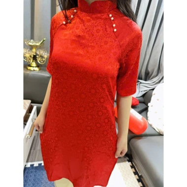 Áo dài tết bé gái cổ trụ truyền thống DA03 lụa gấm cao cấp, cách tân, khuyến mại 20% - Chỉ 129.000₫ 6